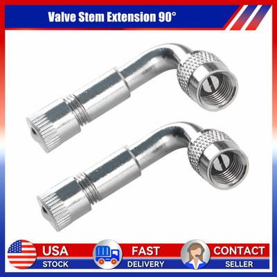 2x Bent Valve Stem Extension Angle 90-Degree Silver Tire Wheel Car/Motorcycle/RV