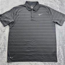 Nike Polo Shirt Mens XL Black Striped Dri-FIT Short Sleeve Golf Top