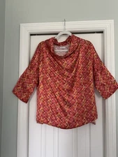 Suzy D London Women's Oversized Medium Multiple Colored Cowl Neck Blouse 