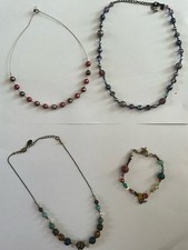 Beaded Stone Necklaces & charm bracelet various colours bundle costume Jewellry