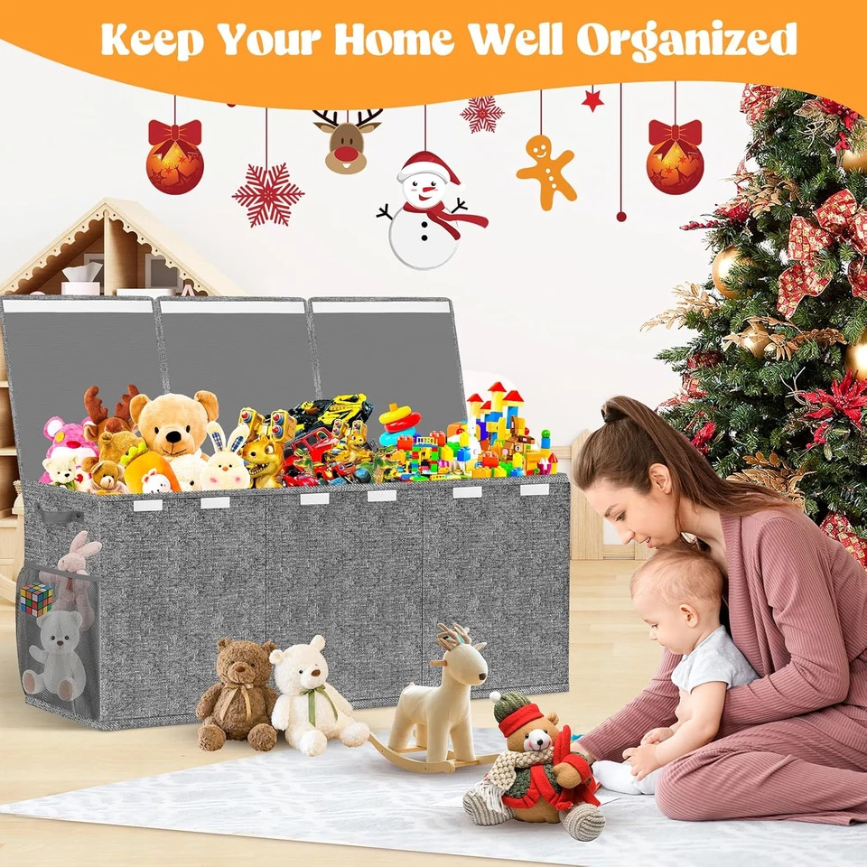 Extra Large Toy Box, Toys Chest for Toddlers with Lids, Collapsible Toy Storage  - Image 3 of 4