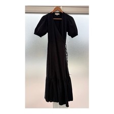 NEXT Beachwear Black Cotton Wrap Dress UK 10 Midi Summer Holiday