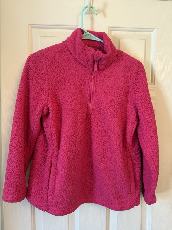 Wonder Nation Girls Jacket Pink Sherpa Fleece Pullover 1/4 Zip L (10-12)