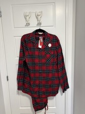 Men’s New Mark’s and Spencer Size Medium Red Tartan Two Piece Pyjamas Set