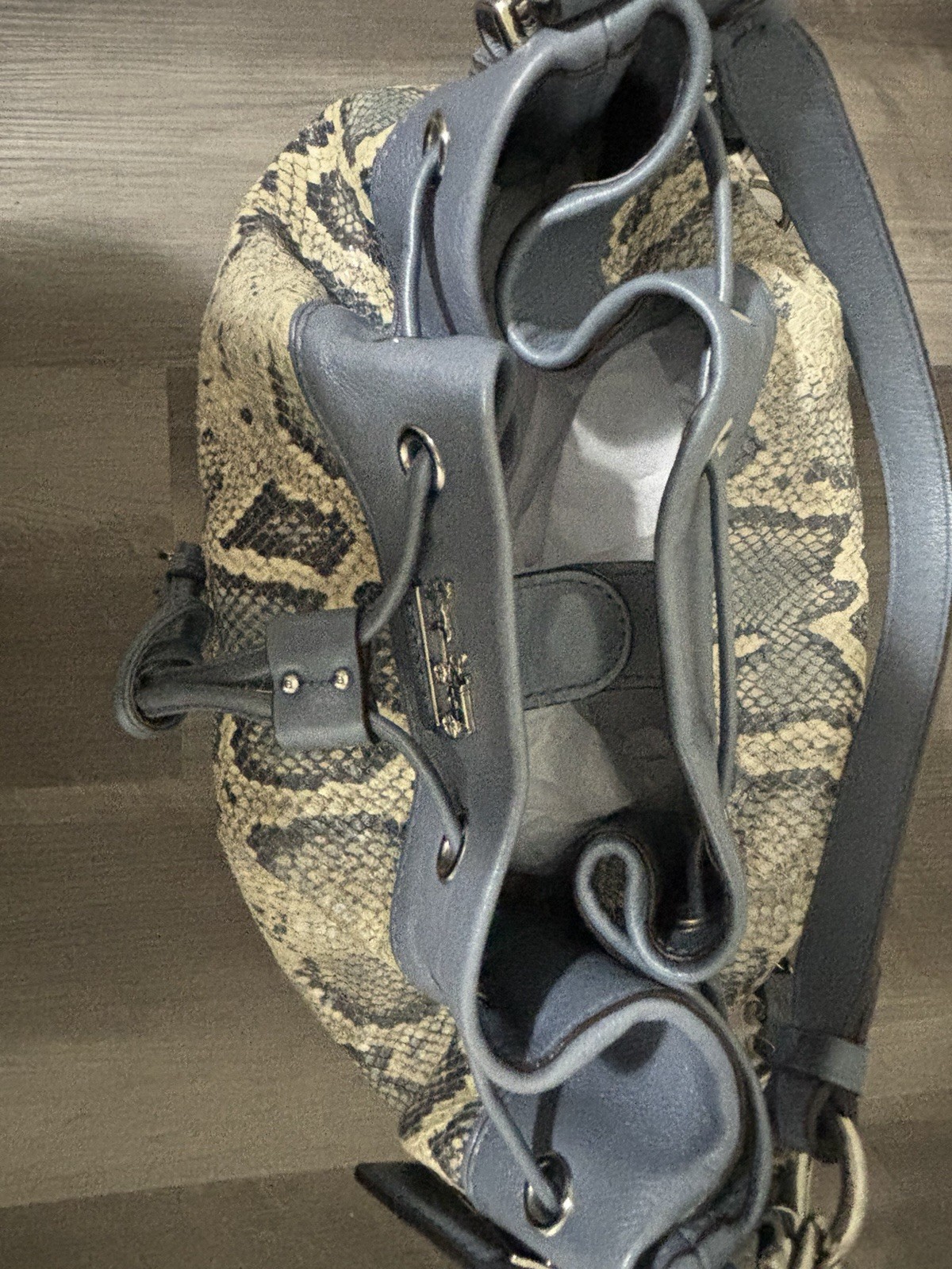 Coach Madison blue embossed python Marielle draws… - image 2