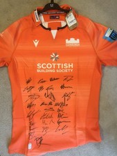 Official Edinburgh 24/25 Orange Away Pro Shirt Signed by the squad - Size XXXL