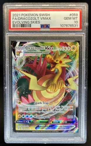 2021 Pokemon SWSH Evolving Skies Dracozolt VMAX #059/203 PSA 10 GEM MINT