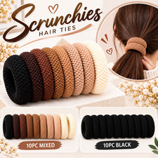 Scrunchies Hair Ties 10pcs Mixed Colors 10pcs Black Elastic Hair Bands Pack Set