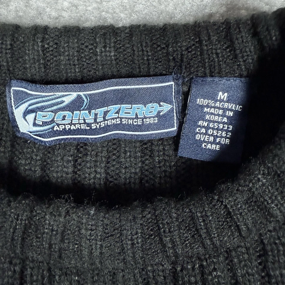 Suéter Point Zero Para Hombre Medio Negro Tejido con Cable Manga Larga Cuello Redondo Foto 3 de 4