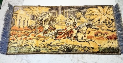 Vintage Plush Wall Tapestry Bride Kidnapping, Velour Tapestry 43.4 × 19.7 