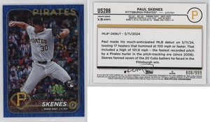 2024 Topps Update Debut Blue Holo Foilboard /999 Paul Skenes #US288 Rookie RC