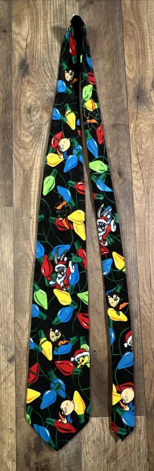 Винтажный Looney Toons Рождественский Санта Клаус Галстук Bugs Taz Daffy Duck Tweety Porky. - Изображение 2 из 4