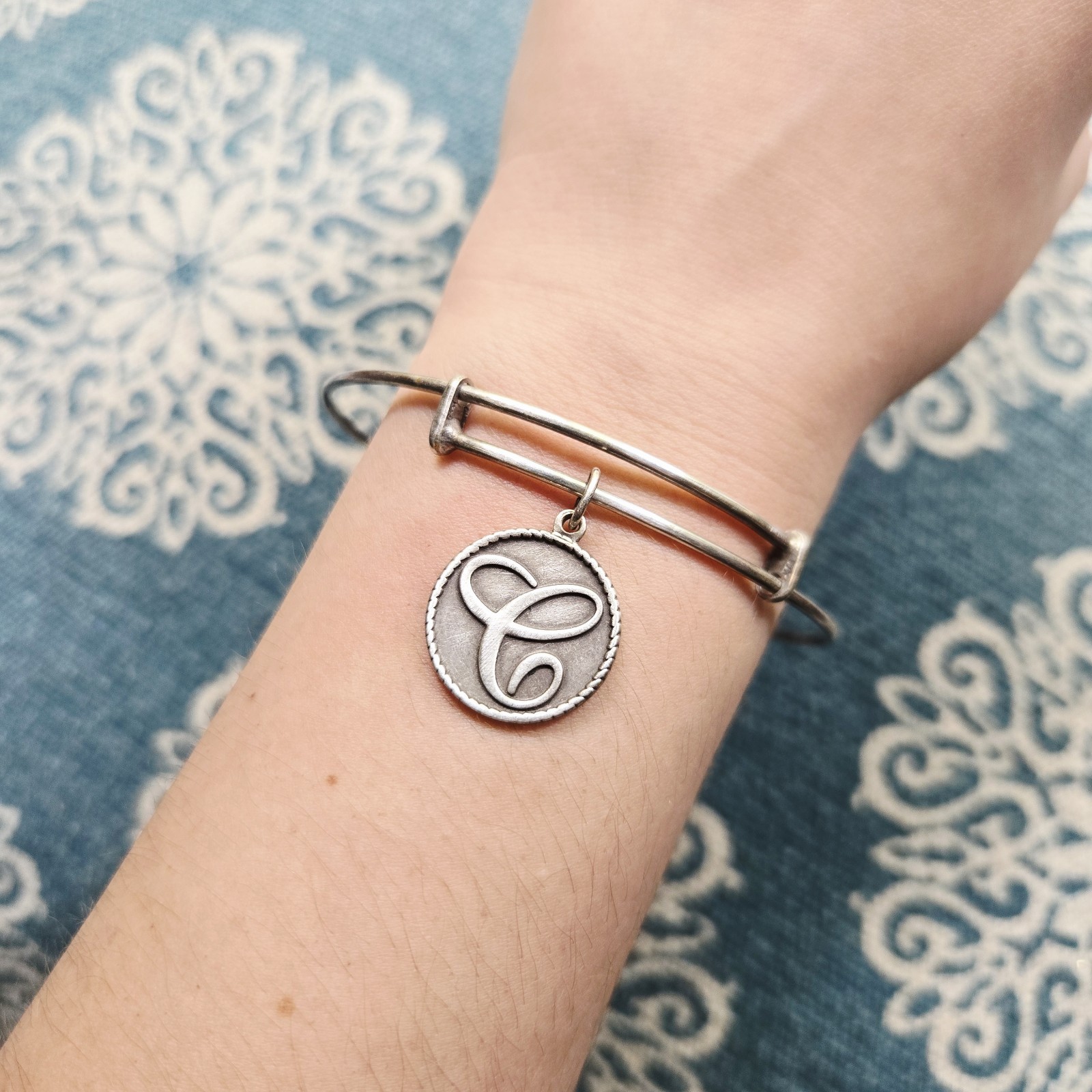 Wind & Fire "C" Initial Silver Bangle Bracelet - image 3