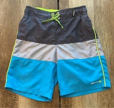 Gerry Youth Boy's Swim Short Grey/Blue UPF 50 Medium 10/12 NWT