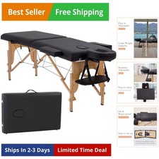 2 Folding Lash Bed Height Adjustable 24 Inch Wide Spa Table with Non-Woven Ba...