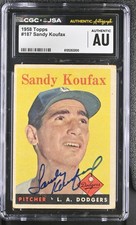 SANDY KOUFAX SIGNED 1958 TOPPS #187 CGC X JSA 