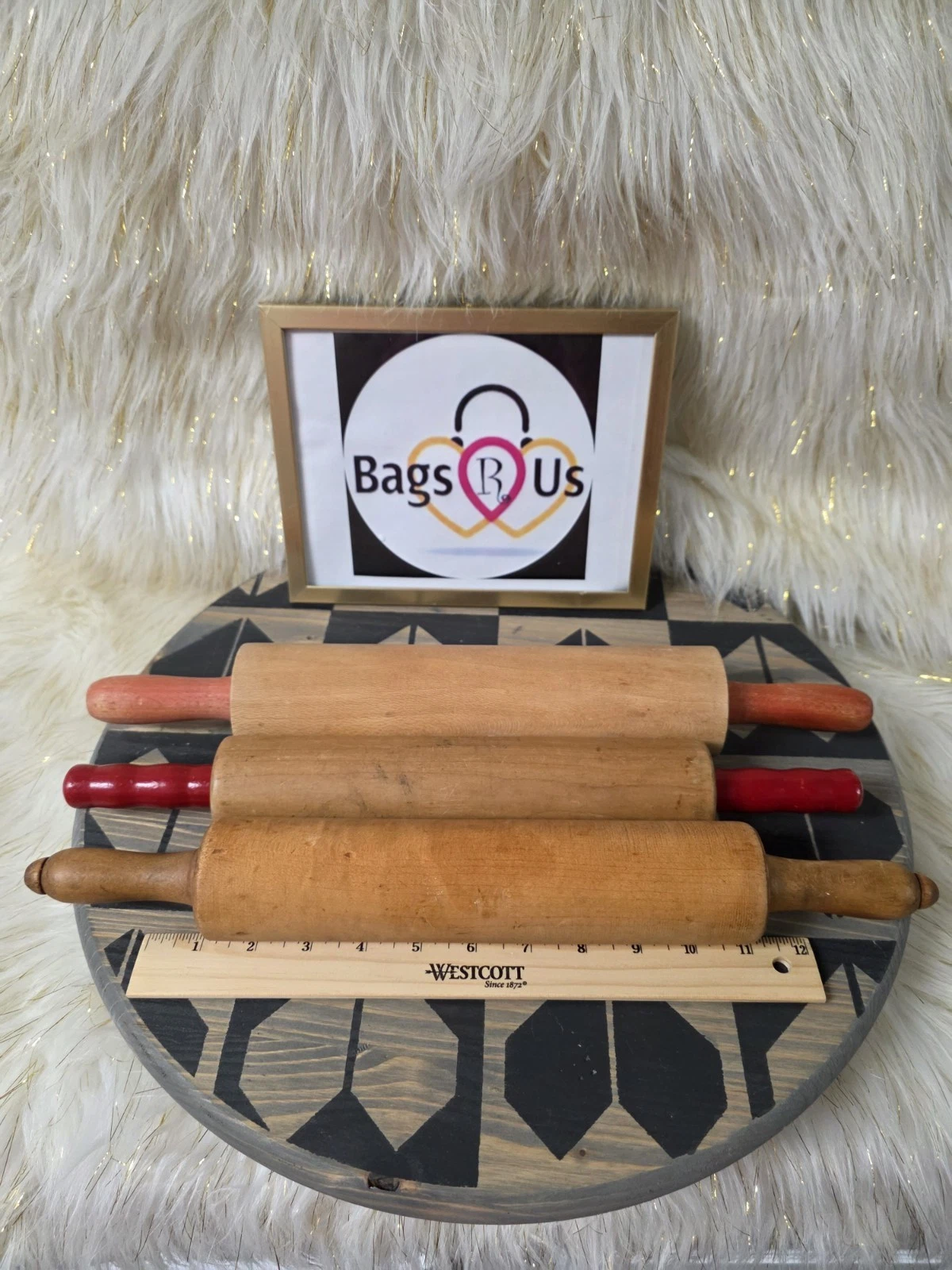 LOT OF 3 VINTAGE WOODEN ROLLING PINS FARM HOUSE COTTAGE CORE GUC