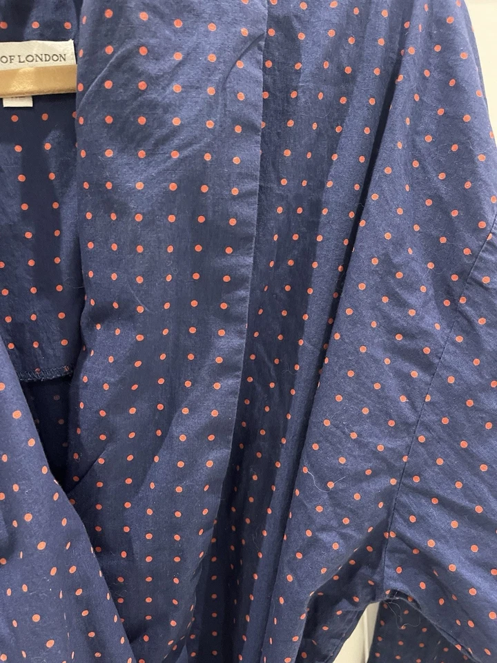 Bown of London Luxury 100% Cotton Long Robe Size X-Large XL Pacifica Polka Dot - Image 2 of 4