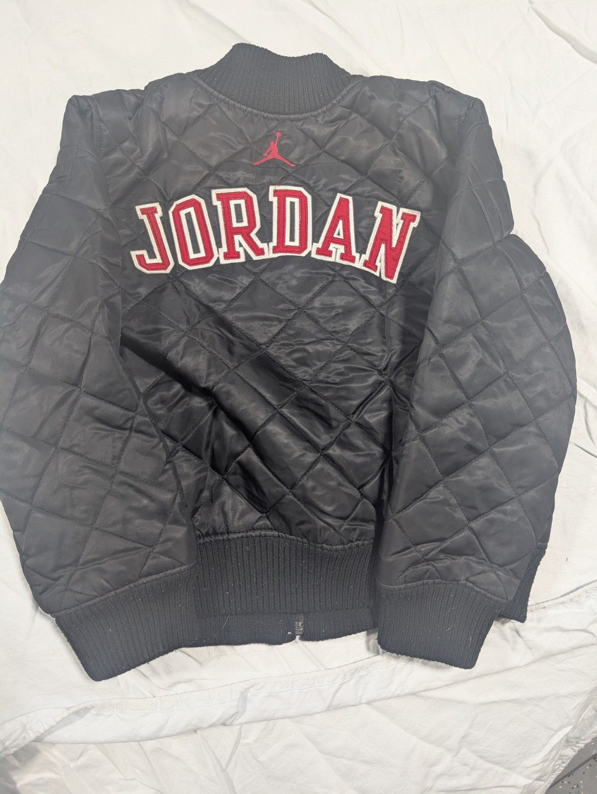 Nike Jordan Boys(10-12) Black Zip Down Letterman's Style Jacket, Sz M, Black image 2