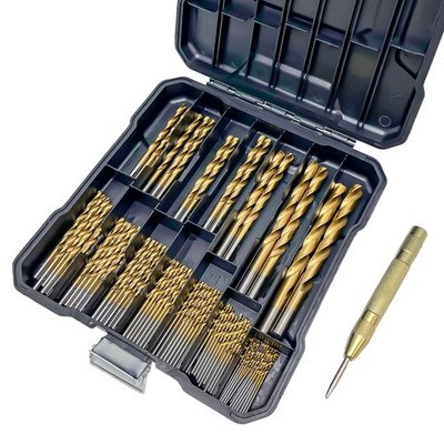 Drill Bit Set, 99-Piece Metal Drill Bits, High Speed Steel Titanium HSS Twist...