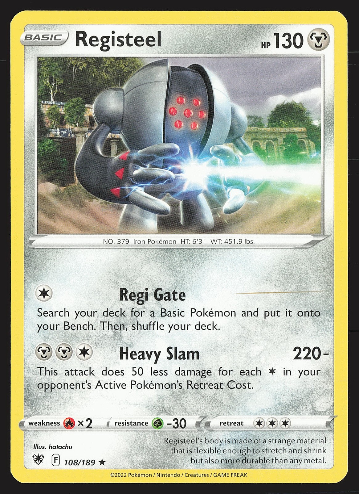 SWSH10: Astral Radiance Registeel #108/189 Rare Pokemon Card
