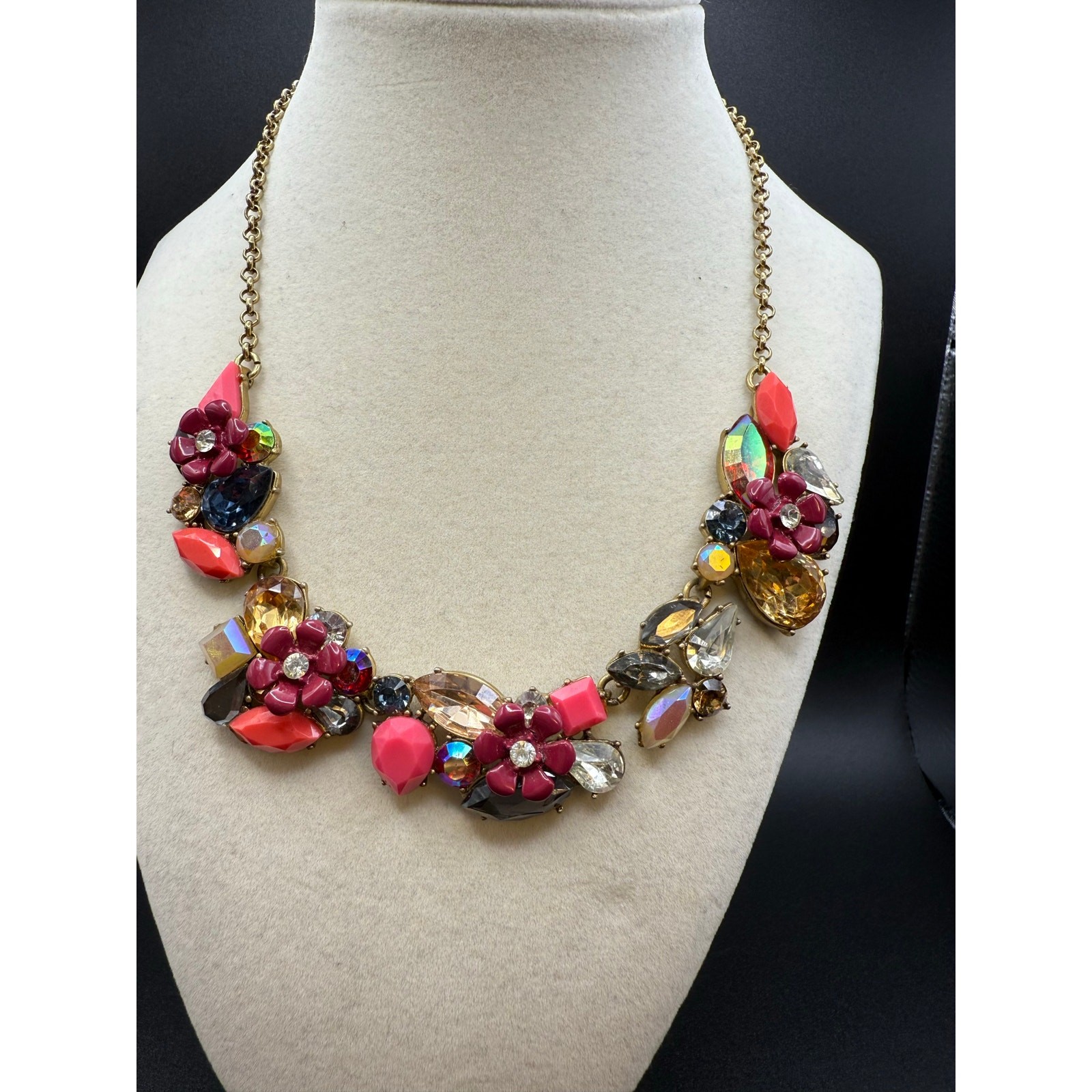 J Crew Signed Rosette Statement Necklace - image 6