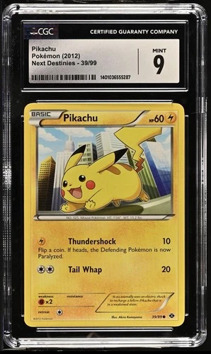 CGC 9 Pokémon TCG 2012 Pikachu Next Destinies 39/99 Regular POP 6❗️Only 3 Higher