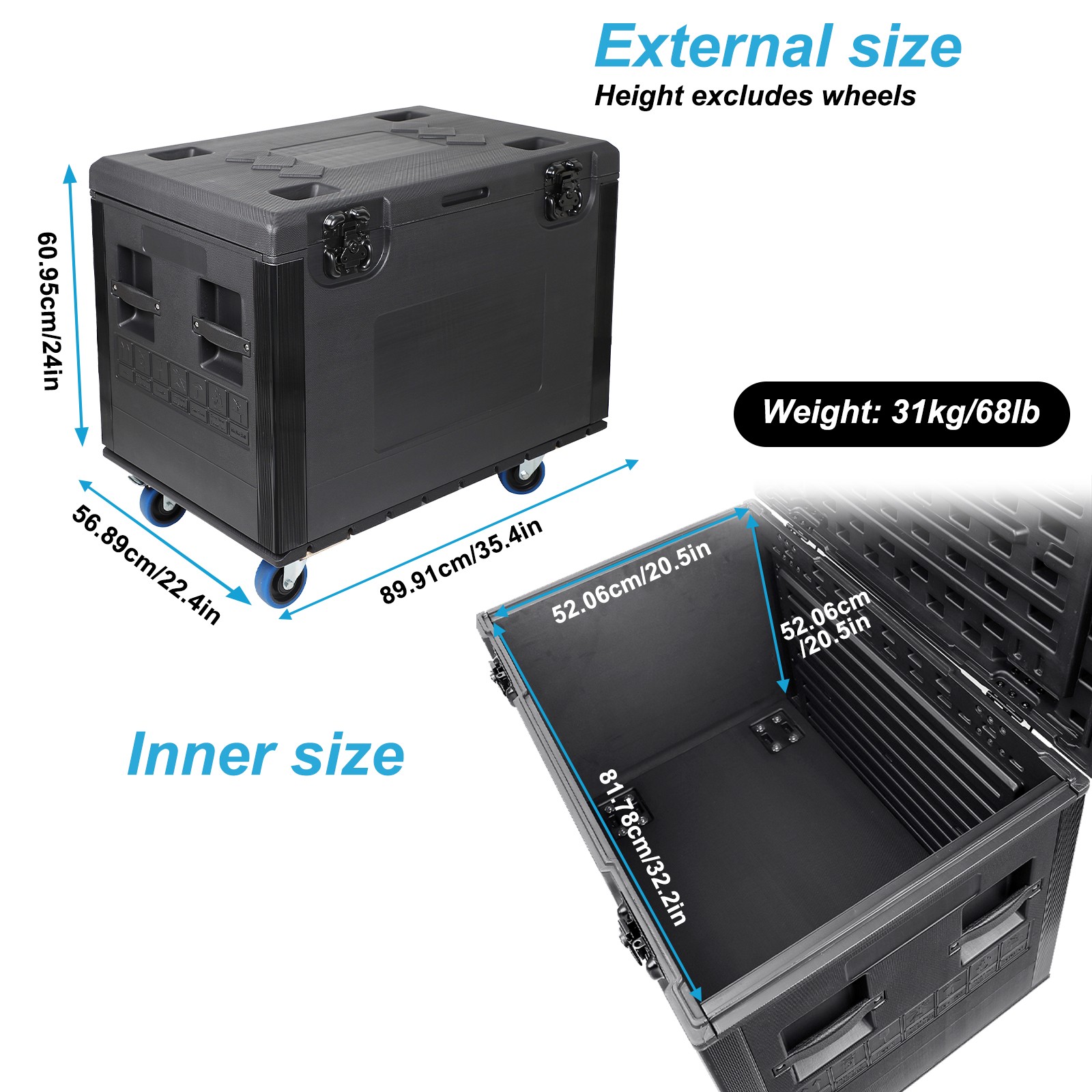 Road Case Locatable Storage Box Truck Transport Case w/Wheels for Audio Engineer