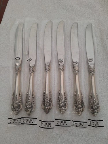 Wallace Grande Baroque Sterling Silver Dinner  Knives-Estate-Unused-1970s-Set  6
