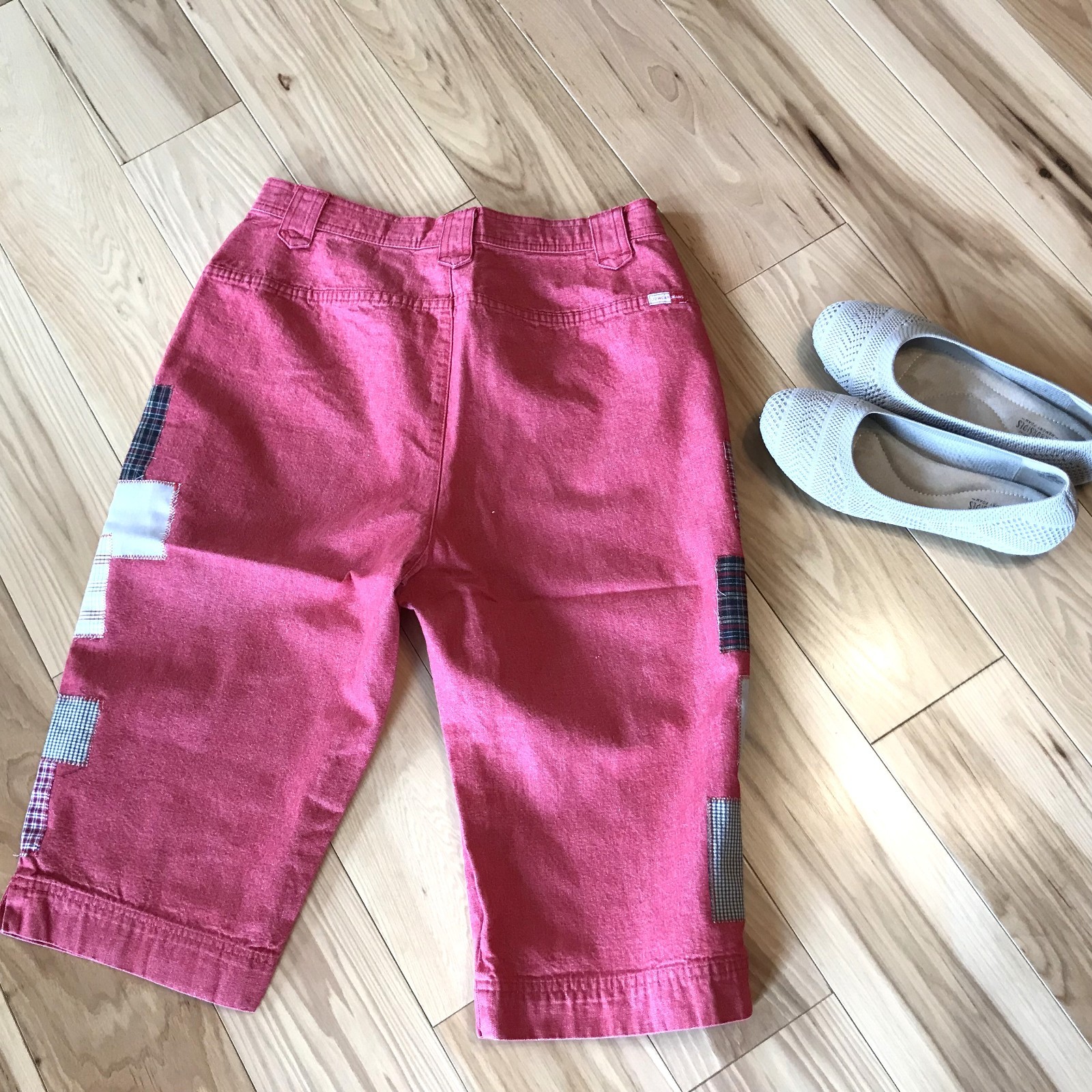Upcycled Patchwork Capri Pants | Boho Red Plaid T… - image 2