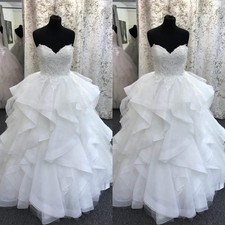Gorgeous Wedding Dresses Strapkess Ruffles Lace Applique A Line Bridal Gowns