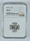 1941 Mercury Dime MS63 NGC Brown Label