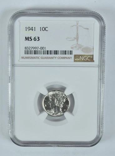 1941 Mercury Dime MS63 NGC Brown Label