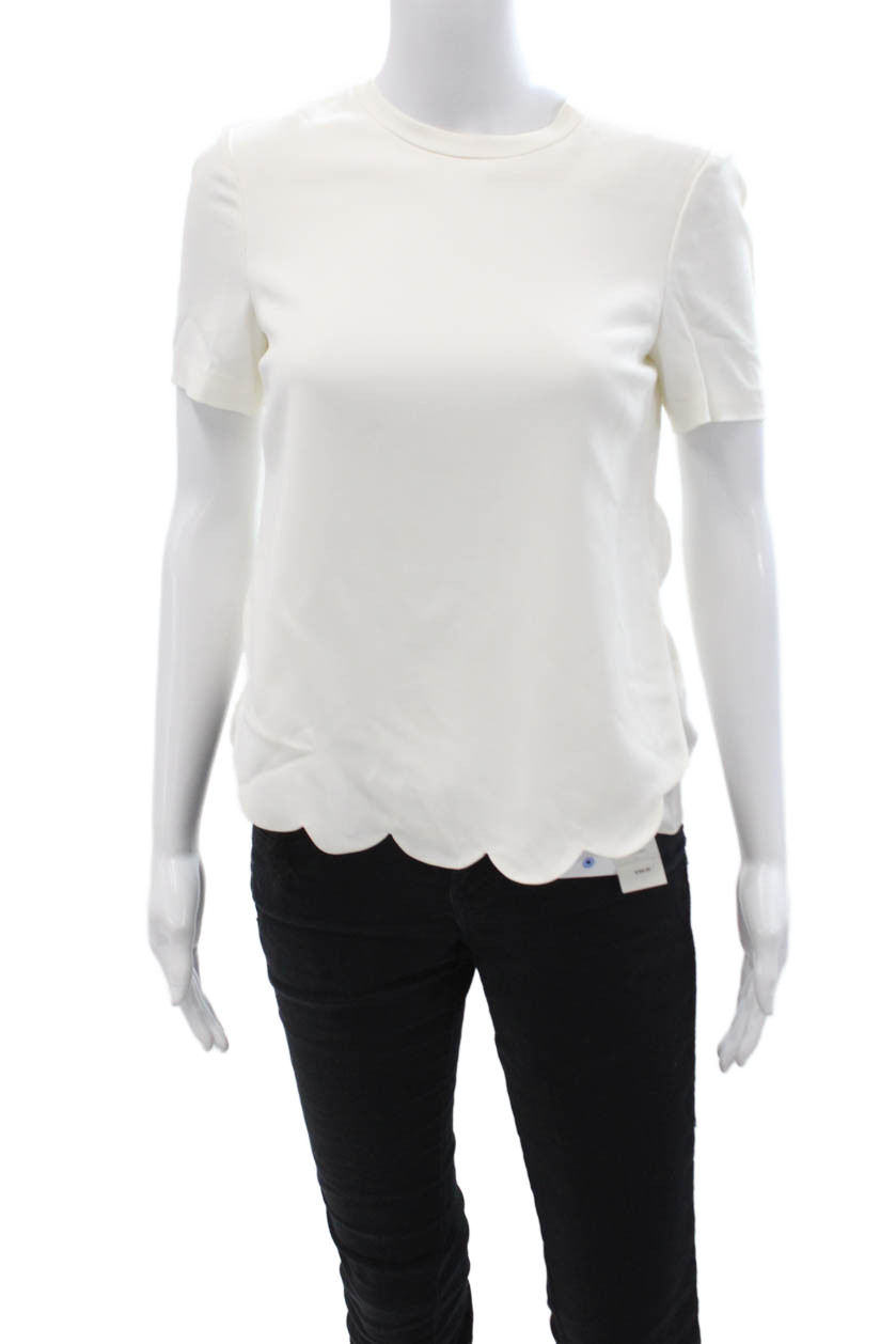 A.L.C. Womens White Crew Neck Short Sleeve Blouse Size 0Free Shipping in US $100+ Orders | $6.95 Orders Below