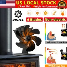New 6-Blade Wood Stove Fan Fireplace Fan for Wood Burning Stove Heat Powered Eco