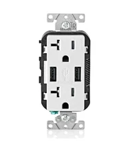 Leviton Decora 20 Amp 125-Volt Duplex Outlet & USB Outlet, White T5832-BW NEW