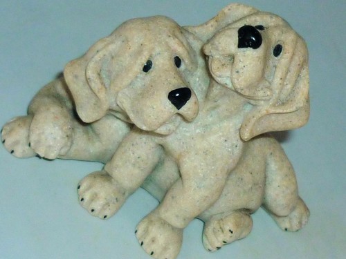 QUARRY CRITTERS PEBBLES & PATCH HOUND PUPPY DOG SECOND NATURE ORNAMENT FIGURE - Picture 1 of 1