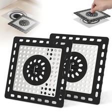 2 Pack Upgraded Shower Drain Hair Catcher, Shower Drain Cover for Bathroom Fl...