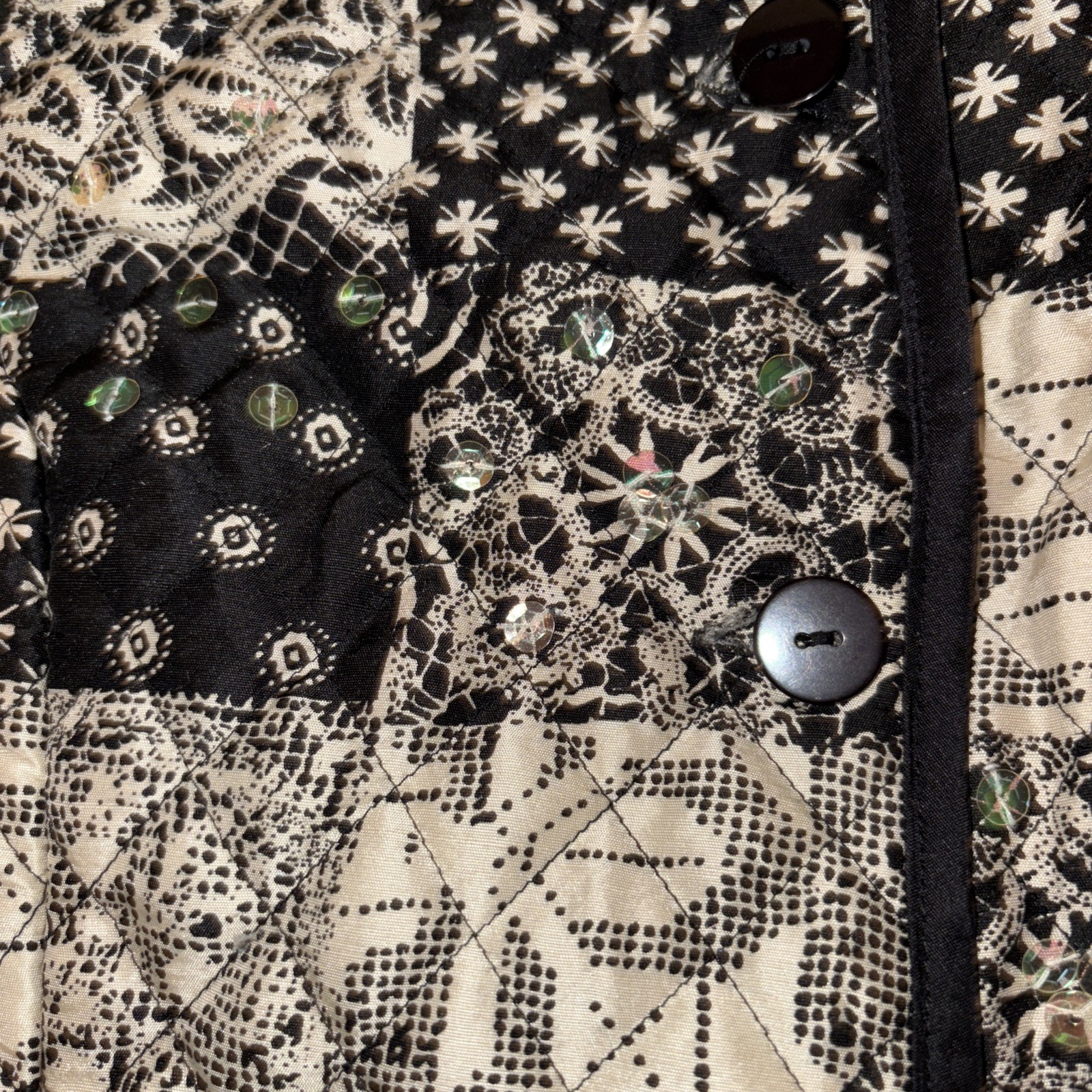 EUC Silkland Patchwork Jacket Small 100% Silk Qui… - image 7