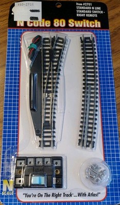 Atlas 2701 N Scale Code 80 Right Hand Remote Switch Model Track - New Sealed NIP