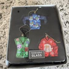 Ugly Sweater Glass Ornament Set of 21 Target Wondershop Santa, Snowman, Vest