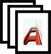 8X10 Picture Frame Set of 3, Display Pictures 5X7 with Mat or 8 X 10 without Ma