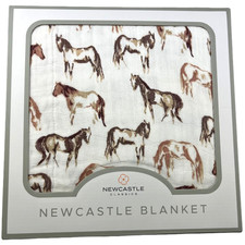 Wild Horses Bamboo Muslin 4 Layer Blanket 47" Baby Toddler Rayon Unisex NWT