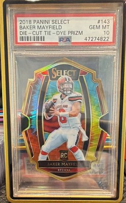 2018 Panini Select Baker Mayfield #143 Tie-Dye Prizm /25 RC PSA 10