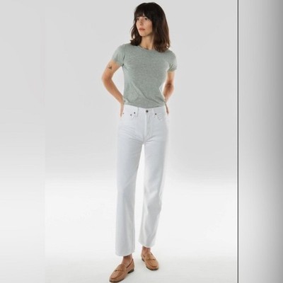 NWT Etica Tyler Straight Leg White Denim Button Fly Jeans 25
