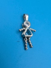 925 Sterling Silver Girl Child Blue Gemstone Birthstone Mother Grandma Pendant