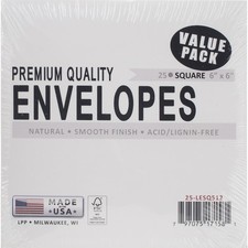 Leader Paper Products LESQ512 Leader Envelopes 6"X6" 25/Pkg-Natural