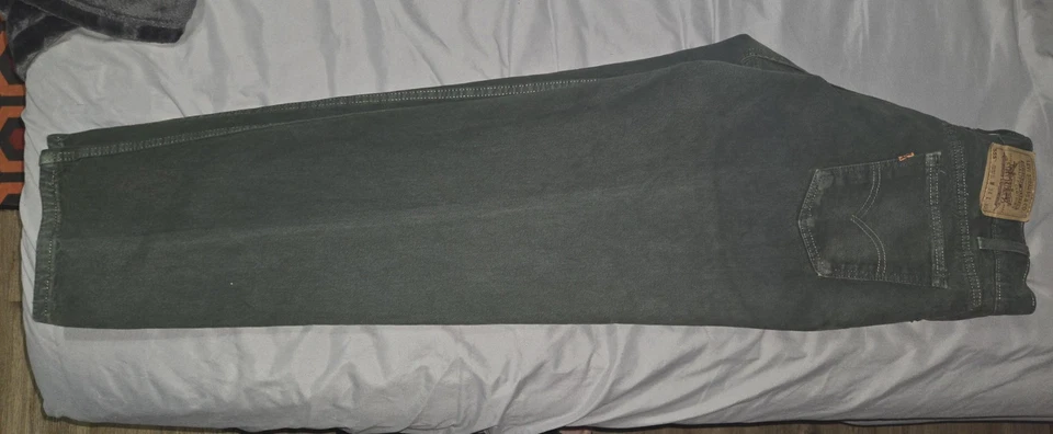 Jeans de mezclilla vintage años 90 verde Levis 555 hechos en EE. UU. lengüeta naranja 34x32 Foto 4 de 4