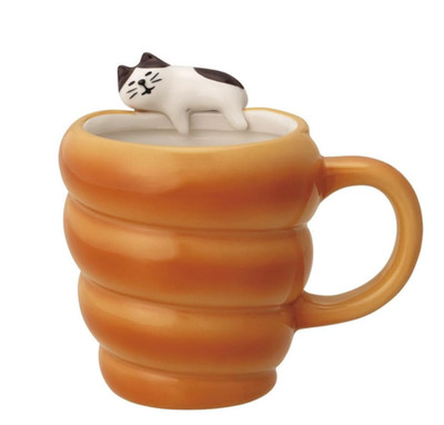 Decole Cute Cat Coronet Bread Mug Ceramic Coffee Cup Aesthetic Home Cafe Cozeny
