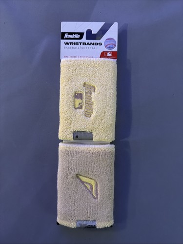 Franklin MLB X-VENT Reversible Wristbands Vanilla Bean - 2 Pack - NEW - 4 Inch - Picture 8 of 9